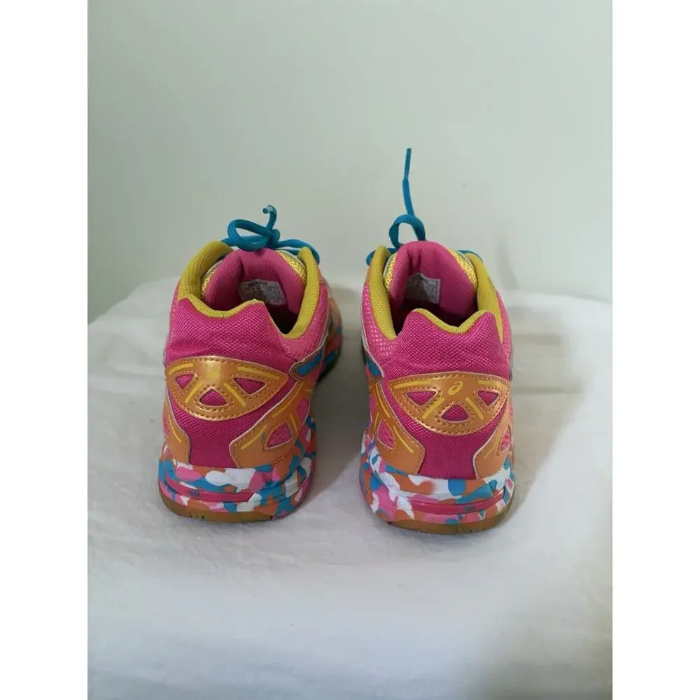Asics Womens Size 9 Gel Flashpoint Running Shoes Orange Pink Blue Lace Up - Picture 4 of 7